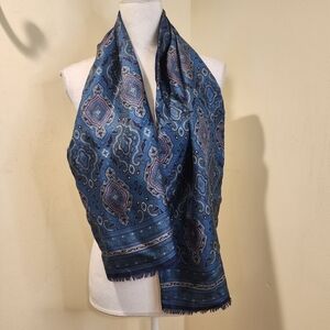 Club 7 Echo Elegant Blue Paisley Silk Scarf